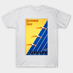 Vintage Travel Poster  Sunshine and Surf Australia T-Shirt